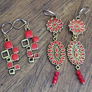 Vintage enamel earrings. Both pairs included. Bundle and save